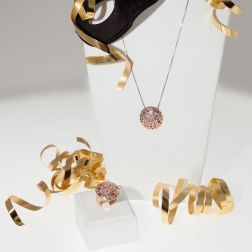 Collana in oro bianco con Ciondolo Coriandoli in oro rosa