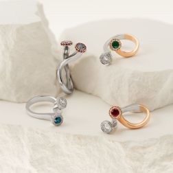 Diamond and Ruby Steli Ring in Rose and White Gold