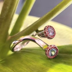 Anello Steli Multicolor Acquamarina e Zaffiri Mandarino