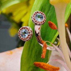 Anello Steli Multicolor Acquamarina e Zaffiri Mandarino