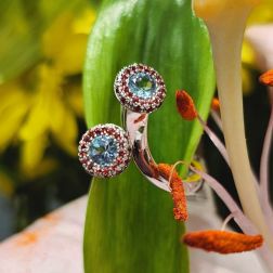 Anello Steli Multicolor Acquamarina e Zaffiri Mandarino