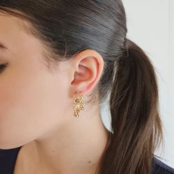 Photo of worn Marine chain hoops Yellow Gold - Large