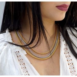 Photo of worn Necklace 3 "coreana" chains in 3 gold colors