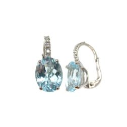 Orecchini monachella Acquamarina 10mm x 8mm e Barretta Diamanti