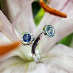 Ring Stems shades of Blue Acquamarine and Blue Sapphires
