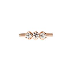 Cross-Vault Trilogy Ring in Rose Gold with GIA certified Diamonds