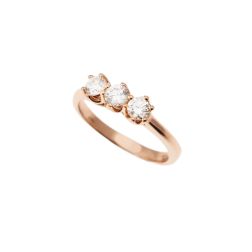 Anello Trilogy Crociera in Oro Rosa con Diamanti certificati GIA