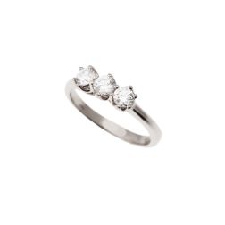 Cross-Vault Trilogy Ring in White Gold with GIA Diamonds