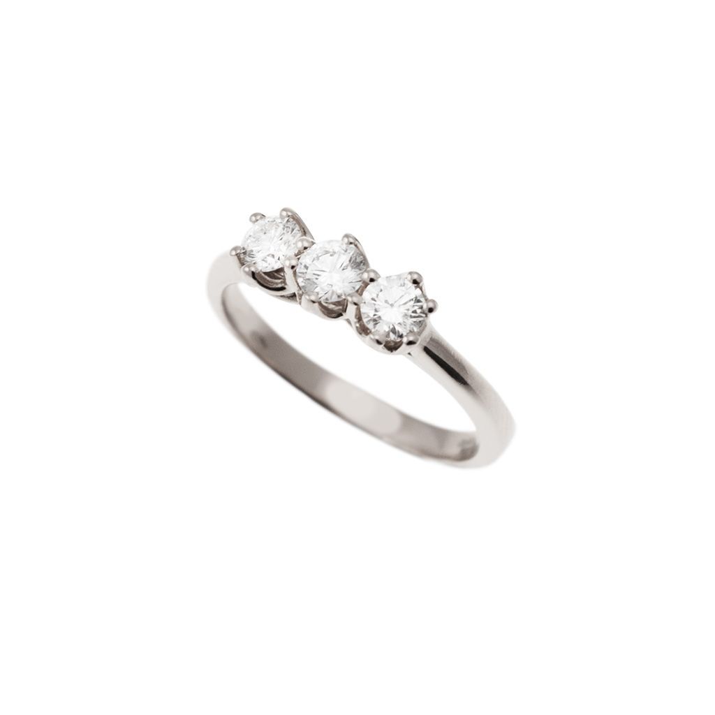 Anello Trilogy Crociera in Oro Bianco con Diamanti GIA