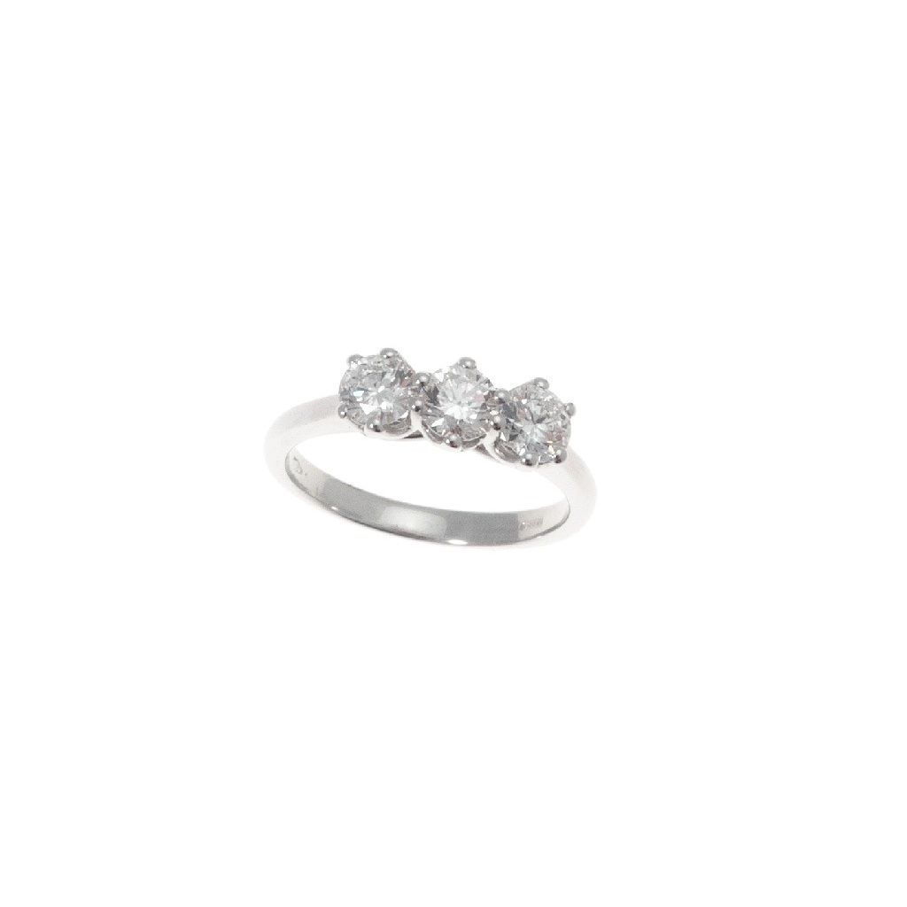Cross-Vault Trilogy Ring in White Gold with GIA Diamonds