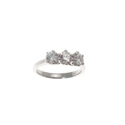 Anello Trilogy Crociera in Oro Bianco con Diamanti GIA