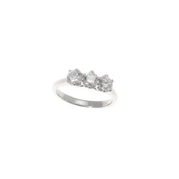 Cross-Vault Trilogy Ring in White Gold with GIA Diamonds