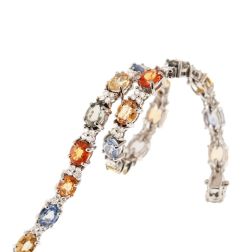 Tennis Bracelet with Multicolored Sapphires and Diamonds