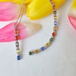 Bracciale Tennis con Zaffiri multicolor e Diamanti