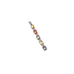 Ciondolo Tennis con Zaffiri multicolor e Diamanti