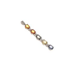 Tennis Pendant with Multicolored Sapphires and Diamonds