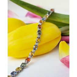 Bracciale Tennis con Zaffiri multicolor e Diamanti