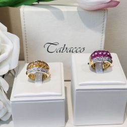 Anello Design a fasce con 14 Zaffiri Gialli e 58 Diamanti