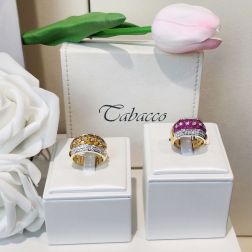 Anello Design a fasce con 14 Zaffiri Gialli e 58 Diamanti