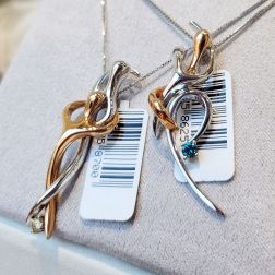 "Passion" Hug Charm with Blue Diamond in two tones color