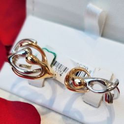 Anello Abbraccio Stilizzato in Oro Bianco e Oro Rosa