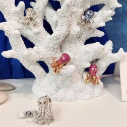 Spilla Polpo Zaffiri Blu e Diamanti