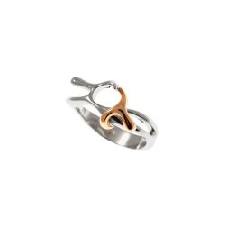 Anello Abbraccio "Passione" in Oro Bianco e Oro Rosa