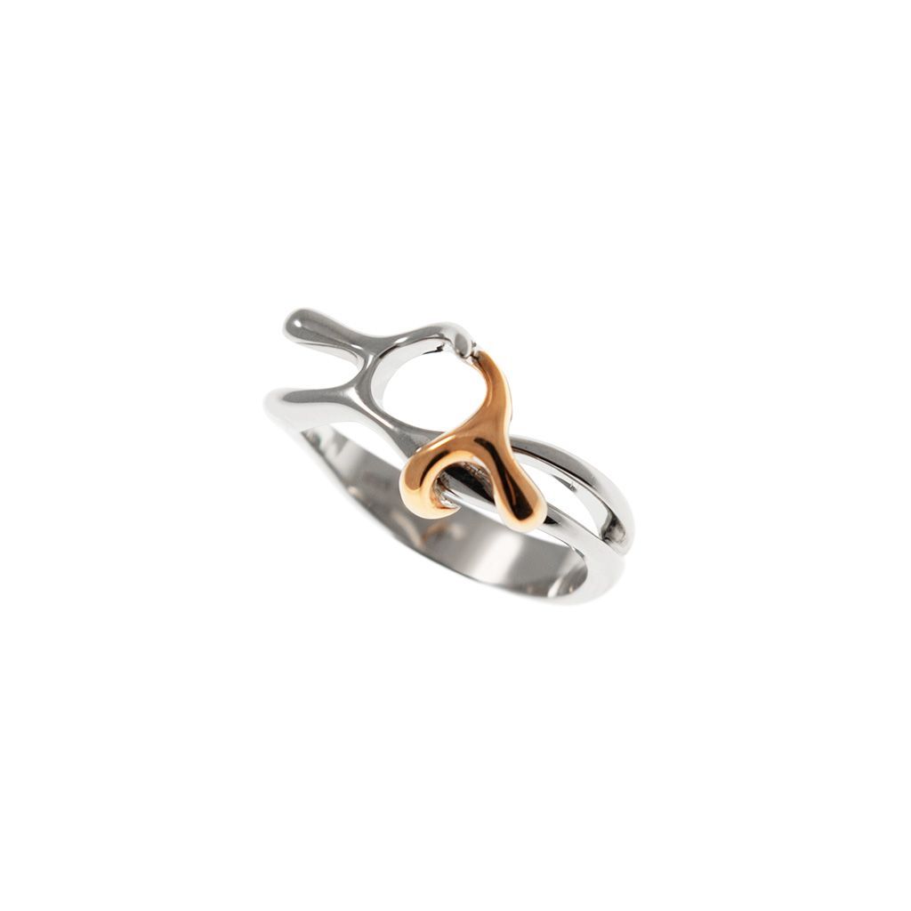 Anello Abbraccio "Passione" in Oro Bianco e Oro Rosa
