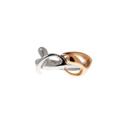 Anello Abbraccio Stilizzato in Oro Bianco e Oro Rosa