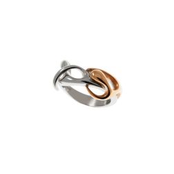 Long Hug Ring in 18kt white and rose gold
