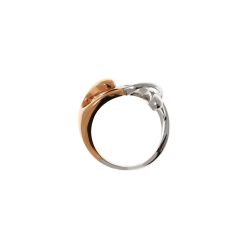 Anello Abbraccio Stilizzato in Oro Bianco e Oro Rosa