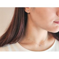 photo of worn Necklace with Faceted circle charm 0,05 ct