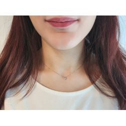 photo of worn Necklace with Faceted circle charm 0,05 ct