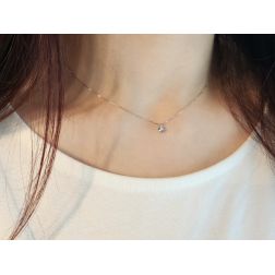photo of worn Necklace with Faceted circle charm 0,05 ct