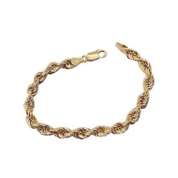 6mm Rope Bracelet Yellow Gold