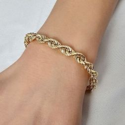 Photo of worn 6mm Rope Bracelet Yellow Gold