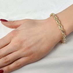 Bracciale Corda 6mm Oro Giallo foto indossata