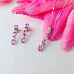 Trilogy Pink Sapphires and Diamonds Earrings