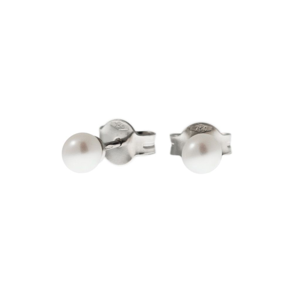 Orecchini Perle Freshwater 4mm in Oro Bianco
