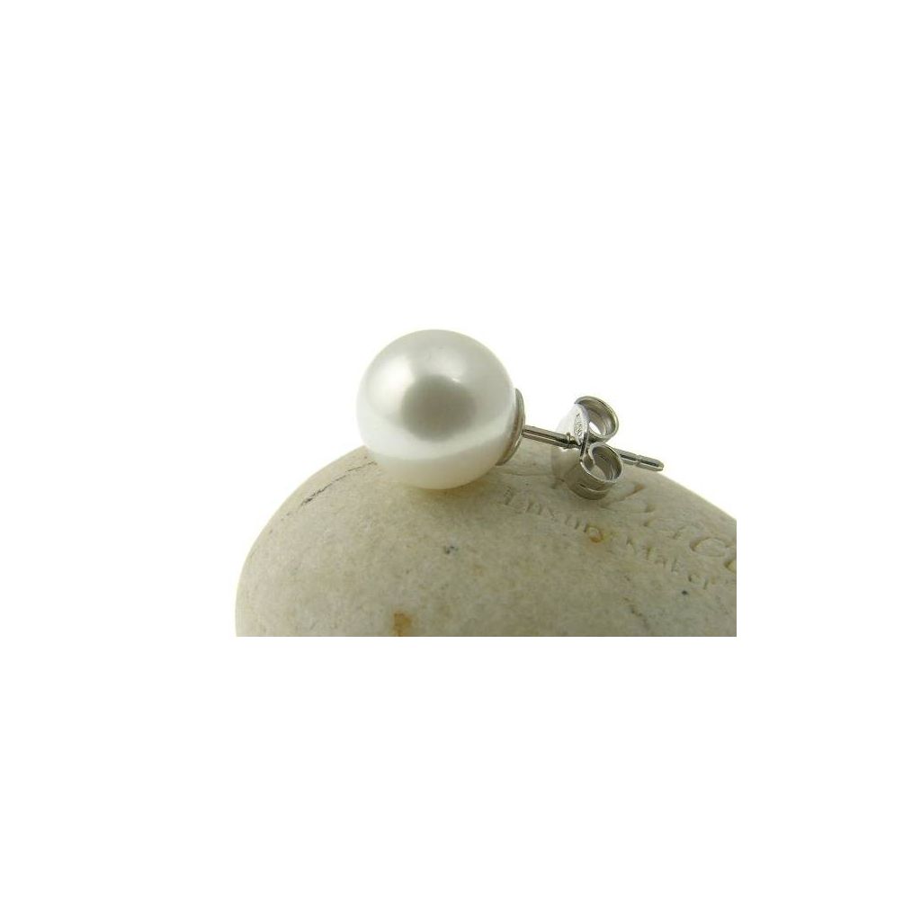 Orecchino Perla 9mm - 10mm  oro Bianco
