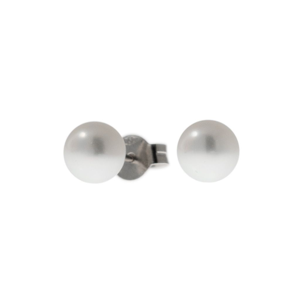 Orecchini Perle Freshwater 6.5mm in Oro Bianco