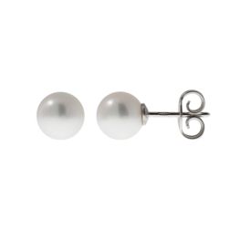Orecchini Perle Freshwater 6.5mm in Oro Bianco