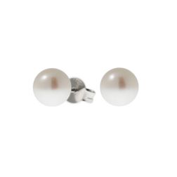 Earrings with 7mm freshwater pearls in white gold
