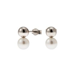 5mm Sphere Earrings in White Gold and 5.5mm Fresh Water Pearl