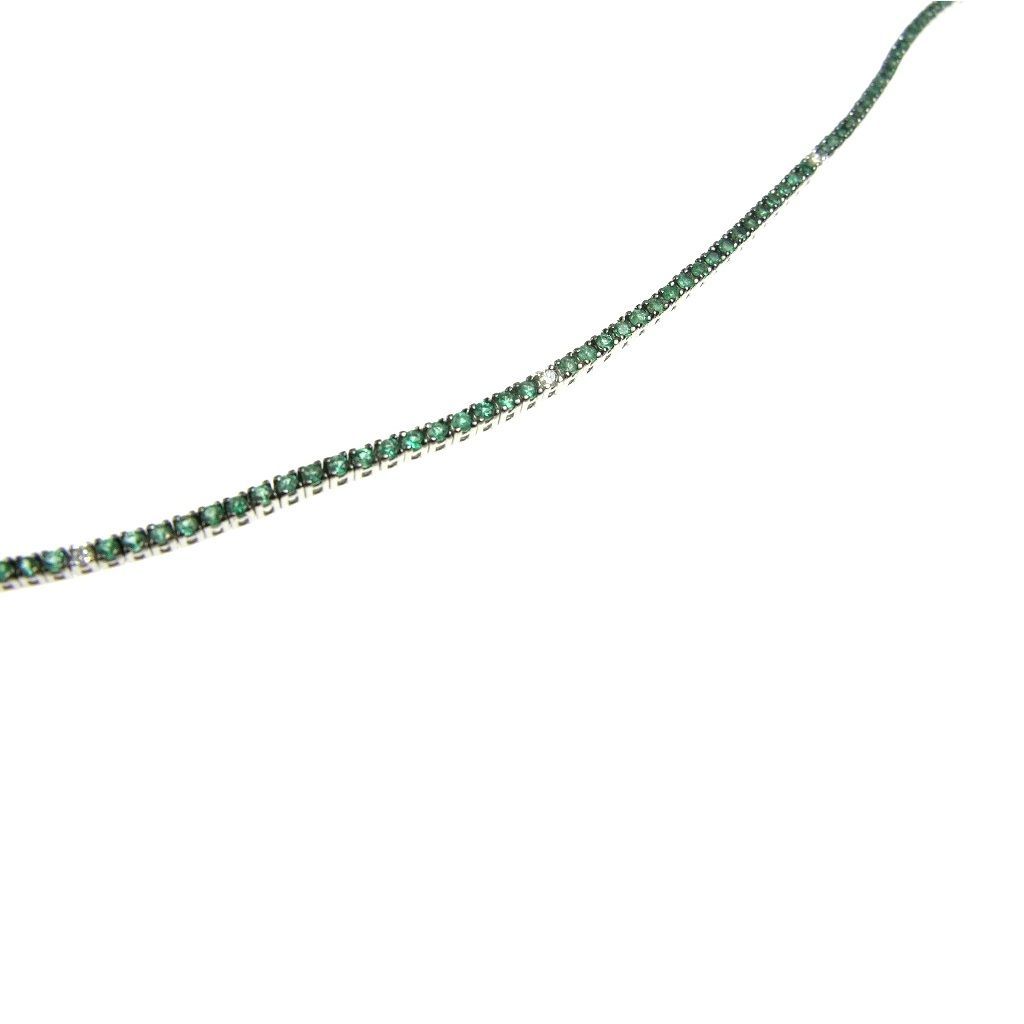 Tennis Bracelet 92 Emeralds and 5 Diamonds