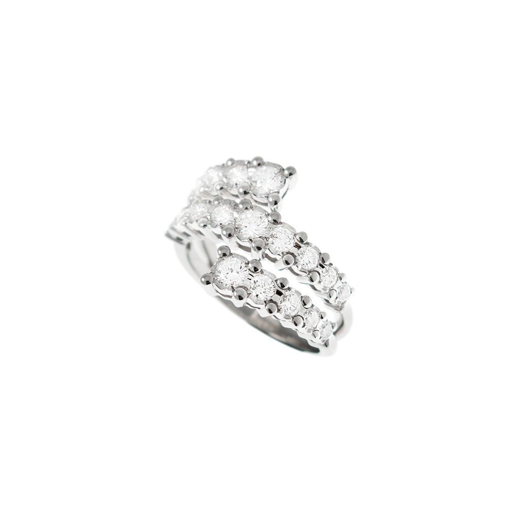 Anello Veretta Contrarié di Diamanti 1.15ct in Oro Bianco