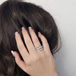 phot of worn Half-eternity Contrarié ring with 1.15ct Diamonds