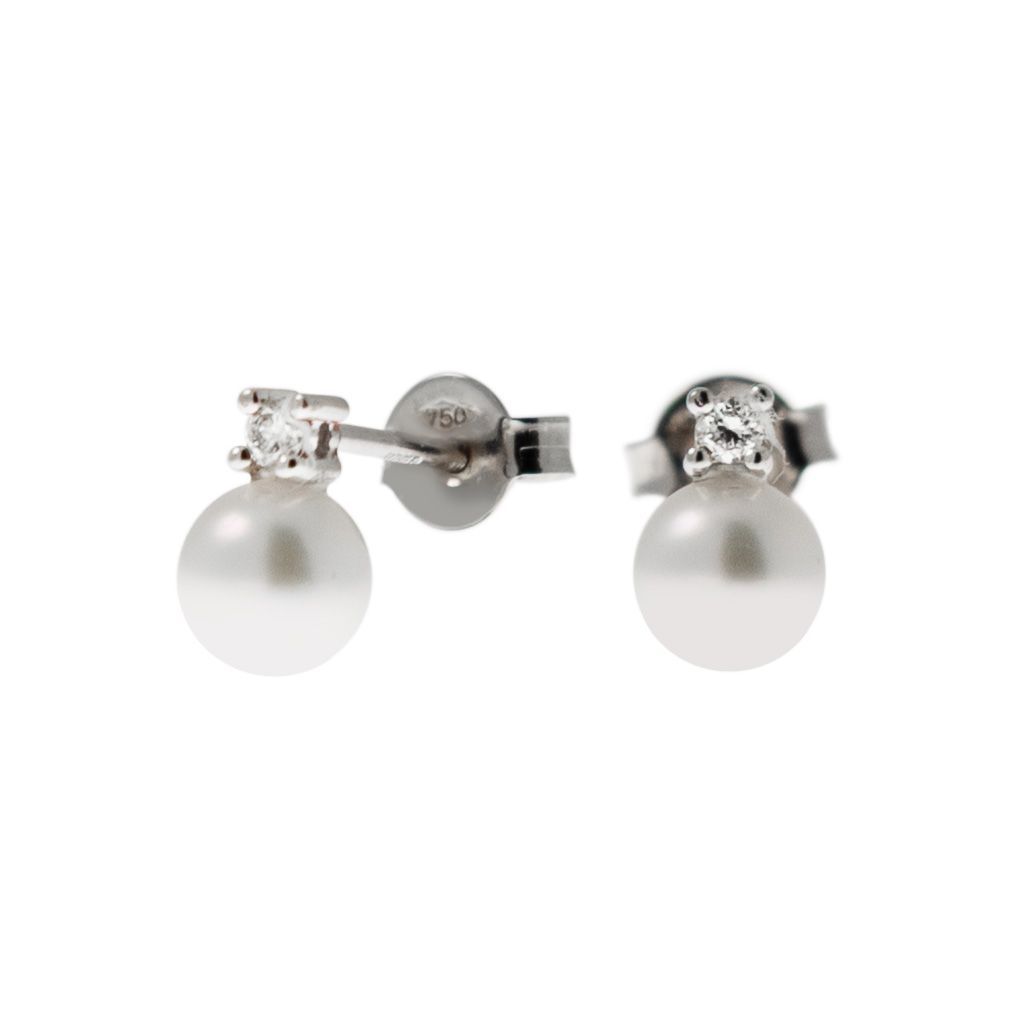 Orecchini Perle Akoya 5.5mm con Diamanti 0.05ct