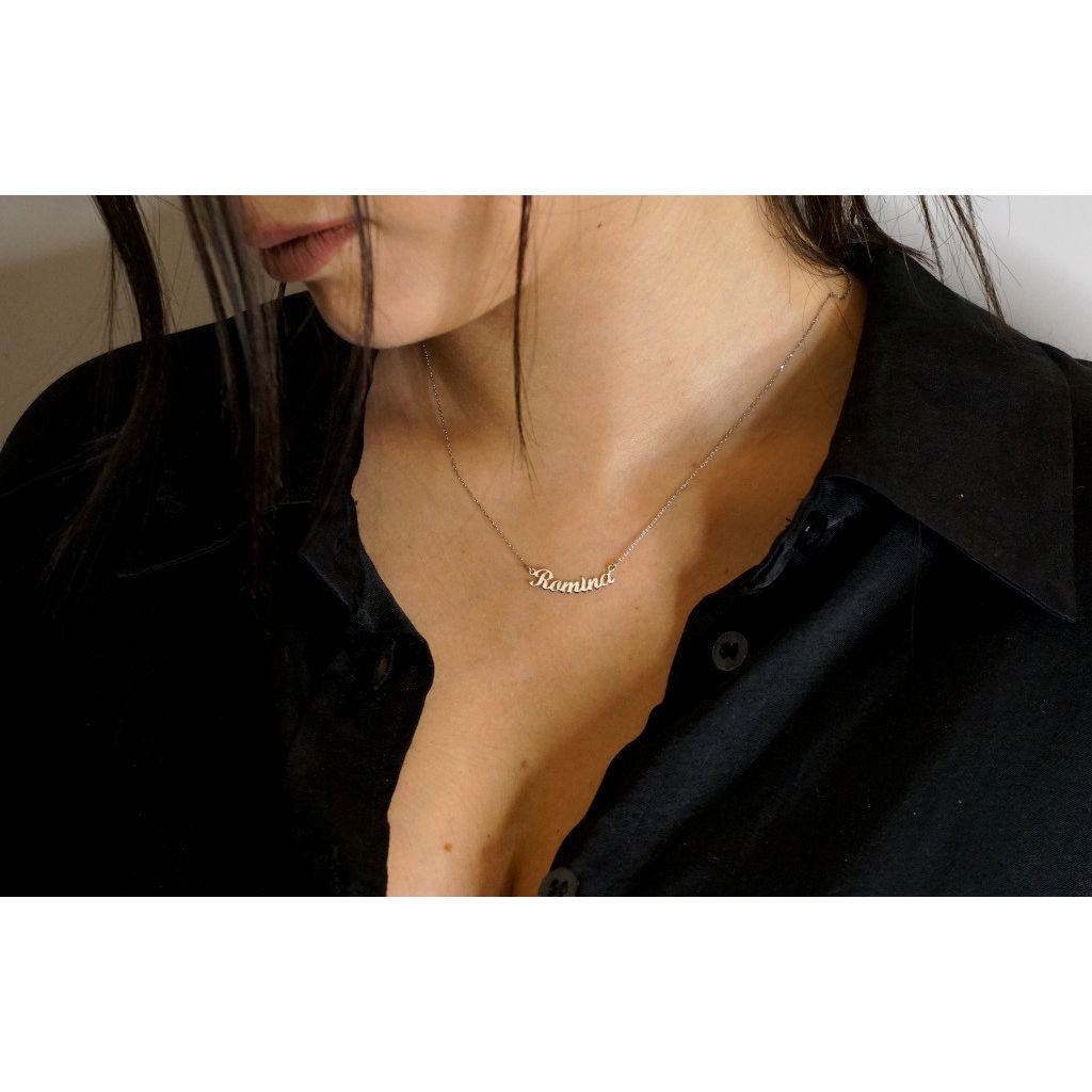 Name Necklace White Gold