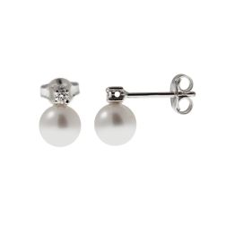 6.5mm Akoya Pearls and 0.07ct Diamonds Earrings